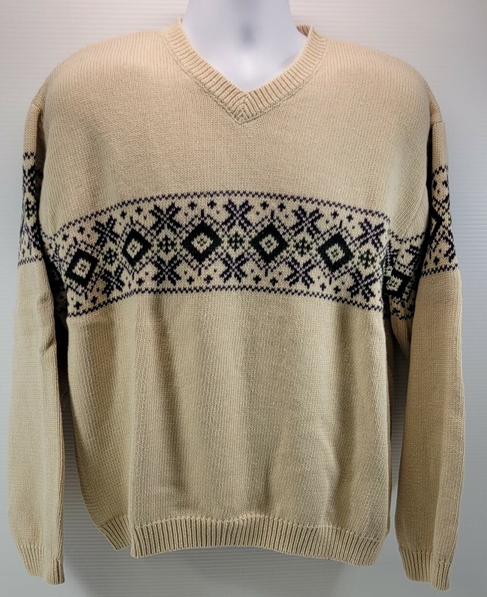 QQ) Old Navy Men's Winter Holiday Christmas Heavyweight Beige Sweater Large